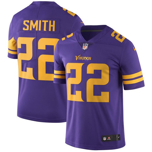 Minnesota Vikings #22 Limited Harrison Smith Purple Nike NFL Men Jersey Rush Vapor Untouchable